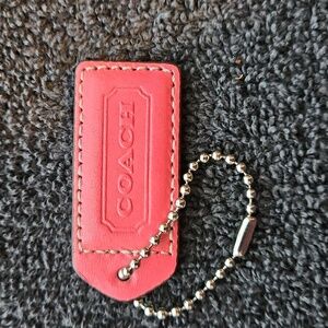 2" Medium COACH PINK TAN LEATHER KEY FOB BAG CHARM KEYCHAIN HANGTAG TAG